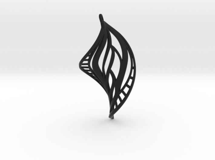DNA Leaf Spiral Earring (left) 3d printed 