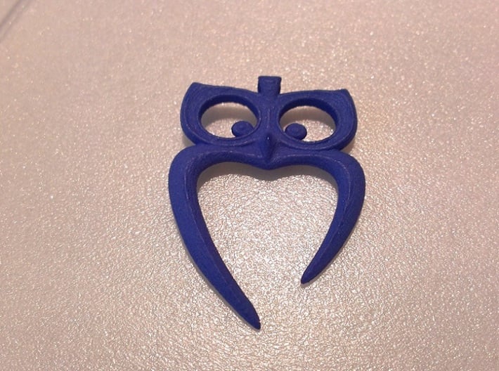 Owl Heart Pendant 3d printed Royal Blue
