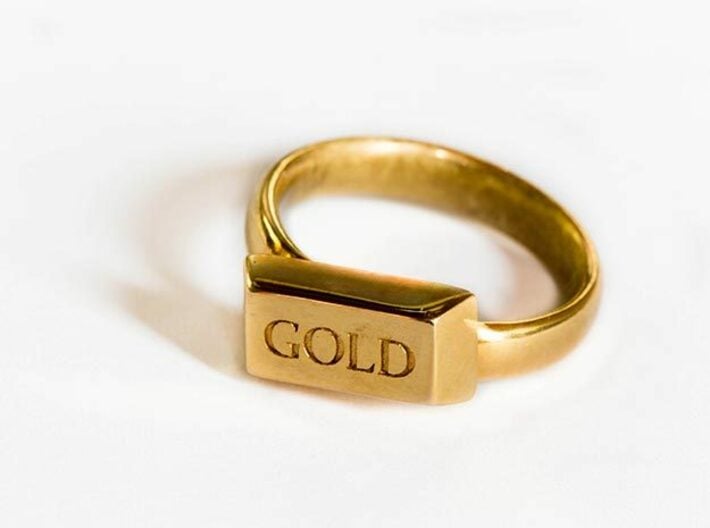 Gold Bar Ring 3d printed The Gold Bar Ring, printed in 18K Gold Plated