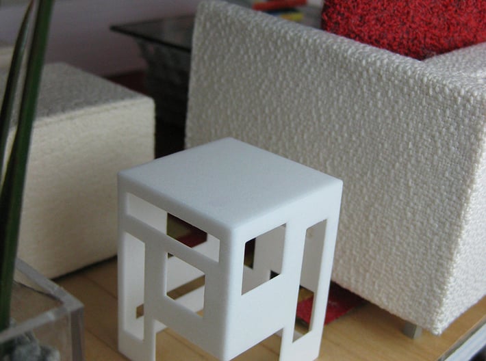 Slotted 1:12 scale Side Table 3d printed White Strong & Flexible Polished