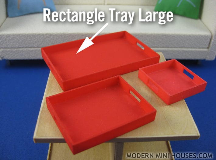 Rectangle Tray Large 1:12 scale 3d printed (actual material Red Strong &amp; Flexible Polished)
