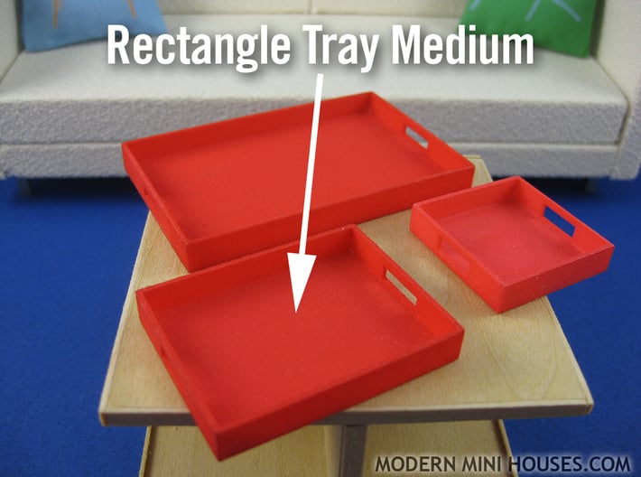 Rectangle Tray Medium 1:12 scale 3d printed (actual material Red Strong &amp; Flexible Polished)