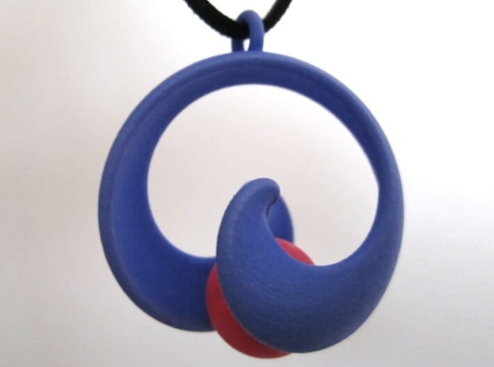 Half Mob-Tor: the half Mobius Torus Shell 3d printed In Polished Strong and Flexible (marble and necklace not included)