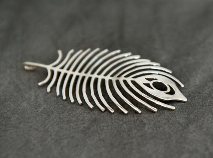 peacock feather earring 3d printed Premium silver finish