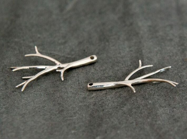 Twiggy Earrings 3d printed In Premium Silver finish