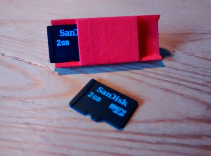Watchband microSD holder 3d printed In red with microSD