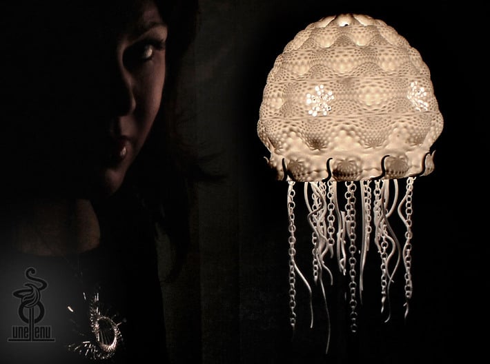 Jellyfish lampshade top : part A 3d printed Part A & B of Jellyfish lampshade + IKEA base