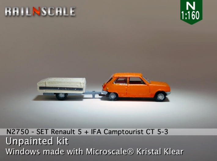 SET Renault 5 + Camptourist (N 1:160) 3d printed 