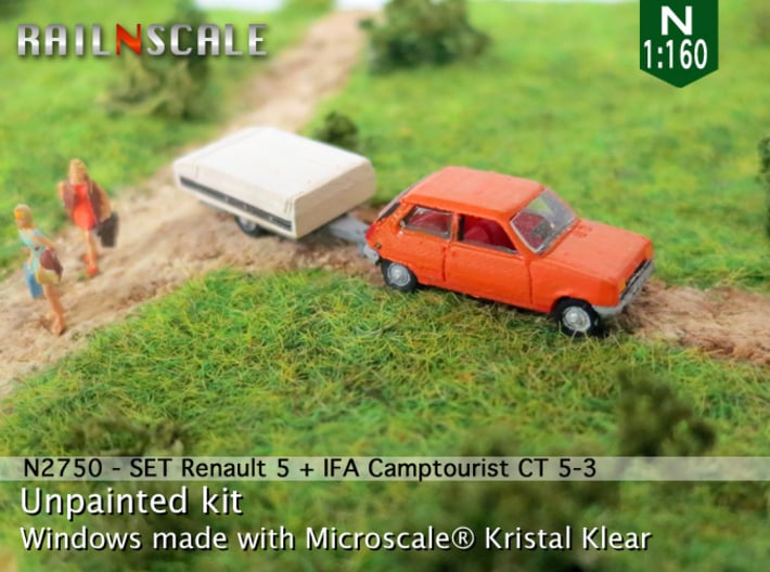 SET Renault 5 + Camptourist (N 1:160) 3d printed 