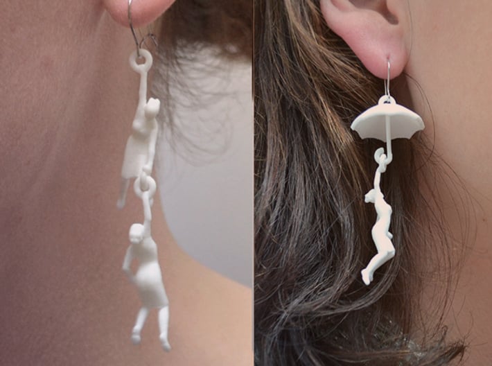 earring set: Umbrella girls 3d printed 