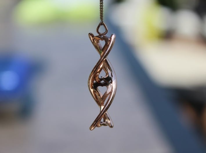 Helix Heart Pendant 3d printed Heart Helix Pendant (in 14k Rose Gold Plated)