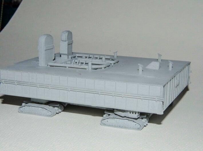 1/400 Shuttle MLP & Crawler, launch pad 3d printed A three-quarter view showing the deck details. Primer-grey finish.