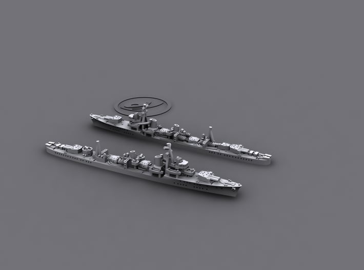 1/1200 WWII Japanese Destroyer Shiratsuyu x 2 3D Printed Gray 