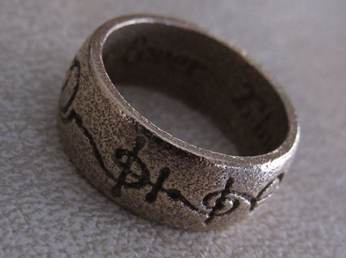 &quot;T'hy'la&quot; Vulcan Script Ring - Engraved Style 3d printed Pictured: Stainless Steel