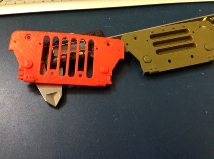 Tamiya Wild Willy M38 Grill panel 3d printed 3d printed in PLA (Red)