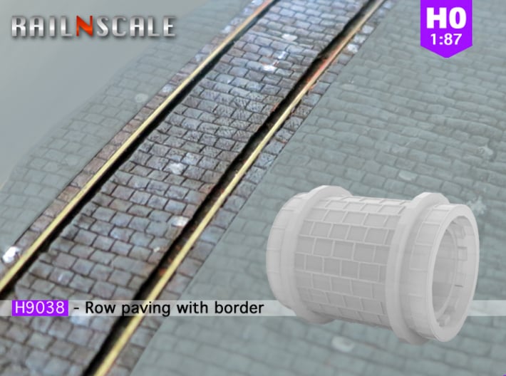Row paving with border (H0) 3d printed