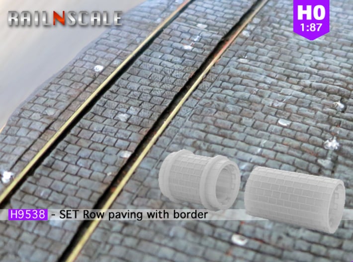 SET Row paving with border (H0) 3d printed 