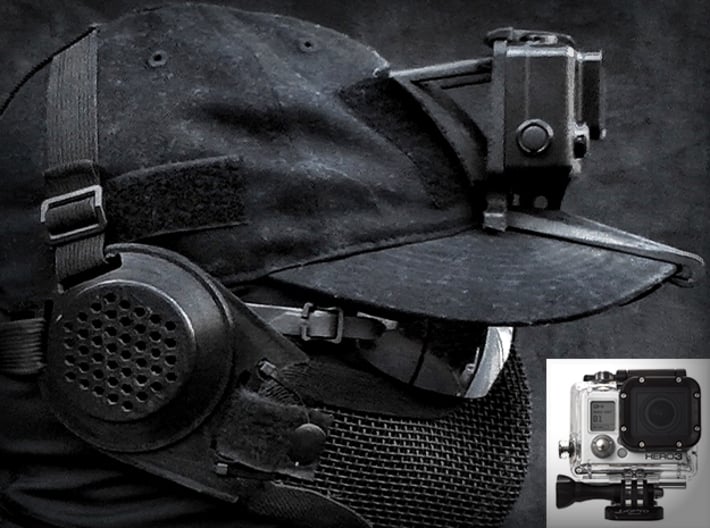 Hat Mount GoPro HERO 3/4 (Full Size Case) 3d printed 