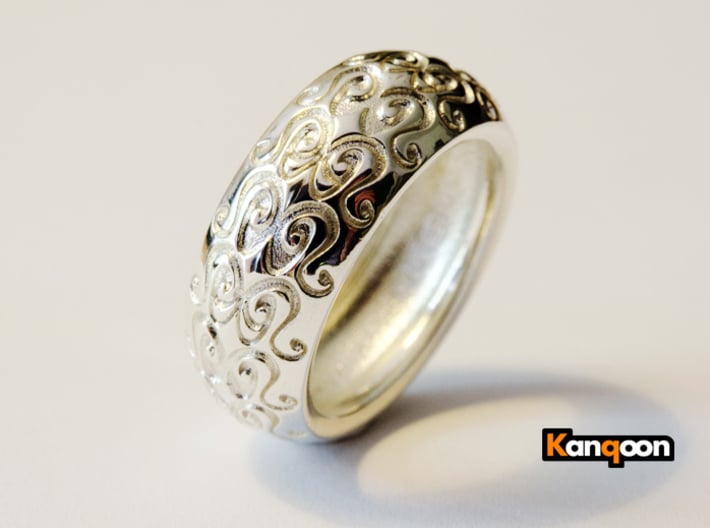 Sharon Ray - Tire Ring 3d printed Polished Silver printed in US11