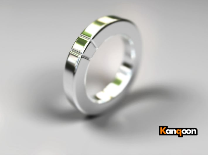 Caleb - Cubeamond Ring 3d printed Polished Silver Preview