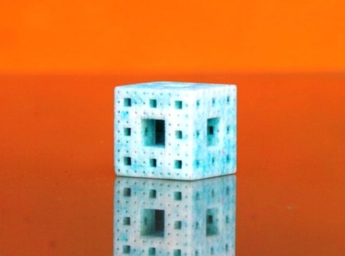 Menger cube 3d printed Sandstone, dyed