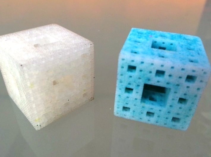 Menger cube 3d printed Ultra Frosted Detail and Sandstone (dyed)