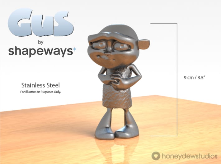 Gus Figurine - Medium - Metal 3d printed For illustration purposes only. Choose your material option from the drop-down menu on the right.