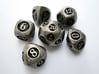 Overstuffed Dice Set 3d printed In stainless steel and inked.