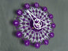 Kaleidoscope Clock - Part A 3d printed The completed Kaleidoscope Clock with Part A in Purple Strong & Flexible and Part B in White Strong & Flexible.This is a two-part clock face kit. This model is Part A. The second part is available at http://www.shapeways.com/model/580493
