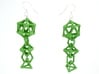 Platonic Progression Earrings - Bone 3d printed Earrings shown printed in green Strong and Flexible, finished with silver-plated fishhook earwires
