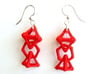 Baby Platonic Solids Earrings, bone style 3d printed Earrings printed in Red Strong and Flexible, with earwires added