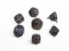 Thorn Dice Set with Decader 3d printed In matte black steel.
