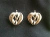 Heart Cage Earrings 3d printed Polished Silver