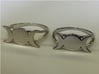 Triple Moon Ring (customize) 3d printed Comparing unpolished versus polished: raw silver on the left (unpolished), rhodium plated on the right (polished). 
