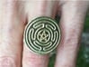 Wheel of Hecate ring (choose size) 3d printed A customer asked for a variation on the labyrinth design, placing a pentacle in the center. I was happy to accommodate her. This is her photo of her customized ring. 