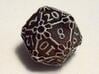 Premier d20 3d printed In Transparent Detail, dyed with tea and drybrushed with white acrylic paint.