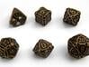 Large Premier Dice Set 3d printed In antique bronze glossy and inked