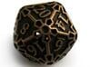 Large Premier d20 3d printed In antique bronze glossy and inked