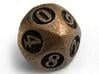 Overstuffed d10 3d printed In antique bronze glossy and inked
