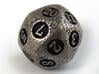 Overstuffed d20 3d printed In stainless steel and inked
