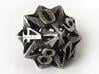 Pinwheel d10 3d printed In stainless steel and inked