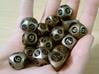 Overstuffed Dice Set 3d printed In stainless steel and antique bronze glossy.