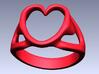 3-Heart Ring 3d printed Rendered in red