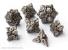 Floral Dice - Gaming Set + 10D10/decader (7 dice) 3d printed The full set  in blank stainless steel