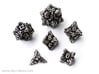 Floral Dice - Gaming Set (6 dice) 3d printed Stainless steel 'inked' in black