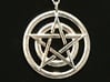 Pentacle Pendant - Circles 3d printed Pentacle circle pendant in rhodium plating over polished brass