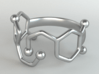 Serotonin Ring:  size 9 3d printed POLISHED silver - render