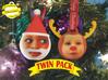 FatherChris&Reindeer baubles twinpack(personalise) 3d printed front view