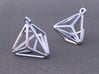 Triakis Tetrahedron Earrings 3d printed Example rendering of earrings in Rhodium