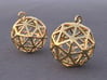 Pentakis Dodecahedron Earrings 3d printed Example rendering of earrings in Polished Brass